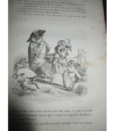 Vie publique et privée des animaux scènes de moeurs, 1ère partie et début 2e, P.J. Stahl, vignettes Grandville 1840-1841 - rare!