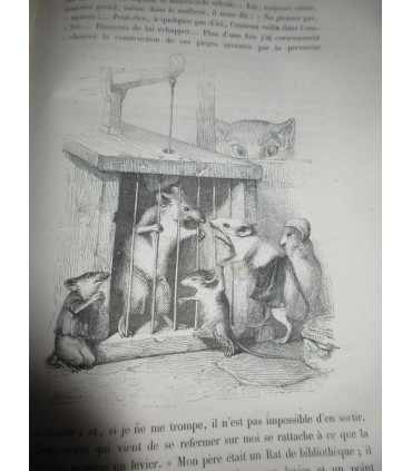 Vie publique et privée des animaux scènes de moeurs, 1ère partie et début 2e, P.J. Stahl, vignettes Grandville 1840-1841 - rare!