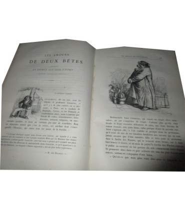 Vie publique et privée des animaux scènes de moeurs, 1ère partie et début 2e, P.J. Stahl, vignettes Grandville 1840-1841 - rare!