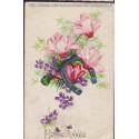 Carte postale Bonne année, avec un fer à cheval, 1947 - carte postale fête & fleurs