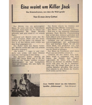 G-man Jerry Cotton, Band 493, Eine weint um Killer Jack, Bastei, 1966 - Delfried Kaufmann, Kriminal Heftromane