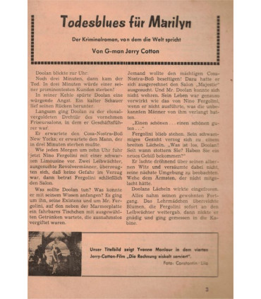 G-man Jerry Cotton, Band 499, Todesblues für Marilyn, Bastei, 1966 - Delfried Kaufmann, Kriminal Heftromane