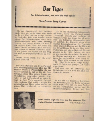 G-man Jerry Cotton, Band 504, Der Tiger, Bastei, 1967 - Delfried Kaufmann, Kriminal Heftromane