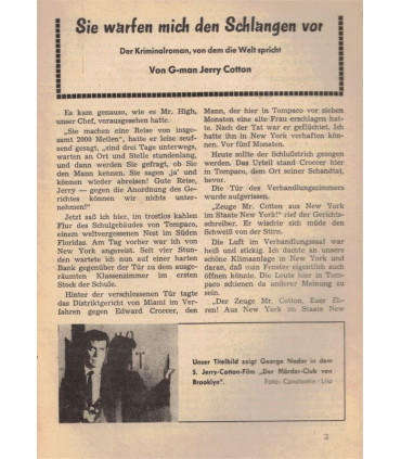 G-man Jerry Cotton, Band 510, Sie warfen mich den Schlangen vor, Bastei, 1967 - Delfried Kaufmann, Kriminal Heftromane