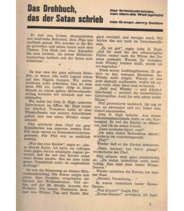 G-man Jerry Cotton, Band 463, Das Drehbuch, das der Satan schrieb, Bastei, 1968 - Delfried Kaufmann, Kriminal Heftromane