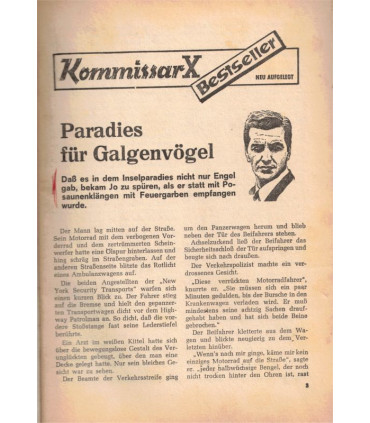 Kommissar X, Bestseller, Band 381, Paradies für Galgenvögel, Erich Pabel Verlag -  Kriminal Heftromane