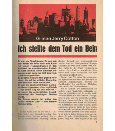 G-man Jerry Cotton, Band 484, Ich stelle dem Tod ein Bein, Bastei, 1968 - Delfried Kaufmann, Kriminal Heftromane