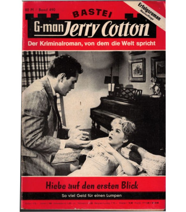 G-man Jerry Cotton, Band 490, Hiebe auf den ersten Blick, Bastei, 1968 - Delfried Kaufmann, Kriminal Heftromane
