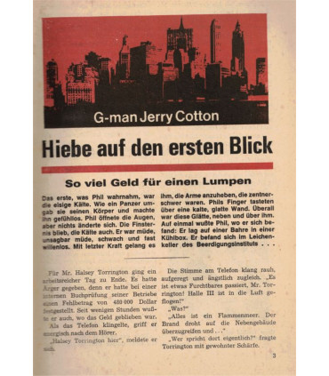 G-man Jerry Cotton, Band 490, Hiebe auf den ersten Blick, Bastei, 1968 - Delfried Kaufmann, Kriminal Heftromane