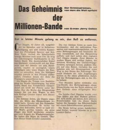 G-man Jerry Cotton, Band 554, Das Geheimnis der Millionen-Bande, Bastei, 1968 - Kriminal Heftromane