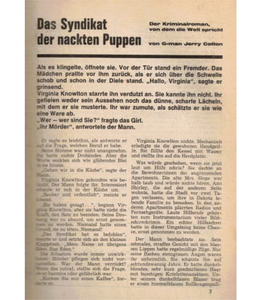 G-man Jerry Cotton, Band 611, Das Syndikat der nackten Puppen, Bastei, 1968 - Kriminal Heftromane