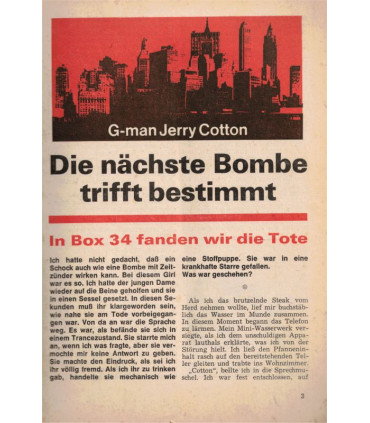 G-man Jerry Cotton, Band 629, Die nächste Bombe trifft bestimmt, Bastei, 1968 - Kriminal Heftromane