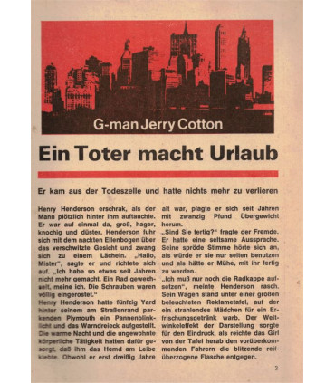 G-man Jerry Cotton, Band 677, Ein Toter macht Urlaub, Bastei, 1968 - Kriminal Heftromane