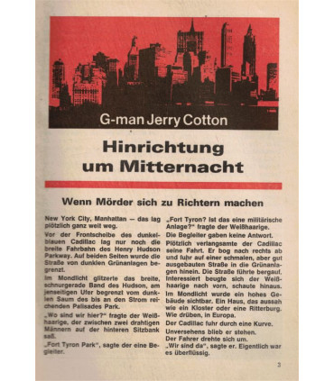 G-man Jerry Cotton, Band 683, Hinrichtung um Mitternacht, Bastei, 1970 - Kriminal Heftromane