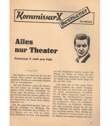 Kommisar X Bestseller 297, Alles nur Theater, Erich Pabel Verlag -  Kriminal Heftromane