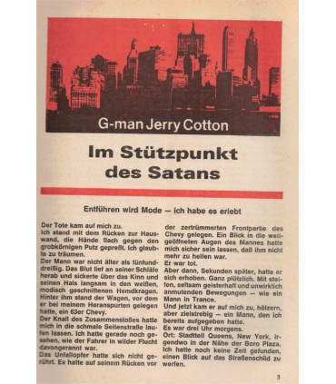 G-man Jerry Cotton, Band 706, Im Stützpunkt des Satans, Bastei, 1970 - Kriminal Heftromane