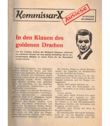 Kommisar X Bestseller, Auslese 244, In den Klauen des goldenen Drachen, Erich Pabel Verlag -  Kriminal Heftromane