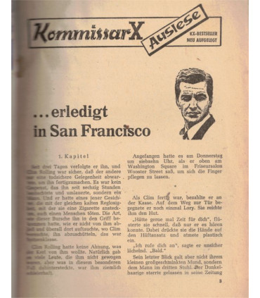 Kommissar X, Bestseller, Auslese 278, Bert F. Island, erledigt in San Francisco, Erich Pabel Verlag -  Kriminal Heftromane