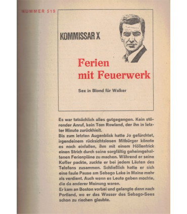 Kommissar X, Nummer 519, Ferien mit Feuerwerk, Erich Pabel Verlag -  Kriminal Heftromane