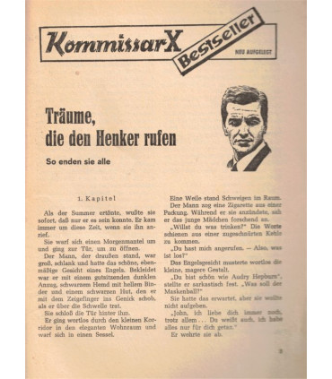 Kommissar X, Bestseller nr. 300, Träume, die den Henker rufen, Erich Pabel Verlag -  Kriminal Heftromane