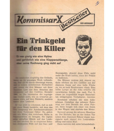 Kommisar X, Bestseller 314, Ein Trinkgeld für den Killer, Erich Pabel Verlag -  Kriminal Heftromane
