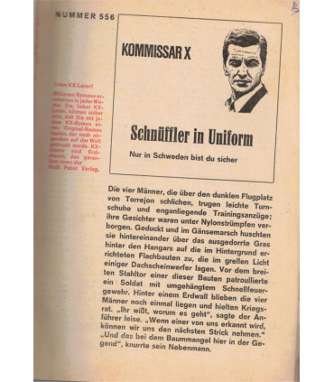 Kommisar X, Nummer 556, Schnüffler in Uniform, Erich Pabel Verlag -  Kriminal Heftromane