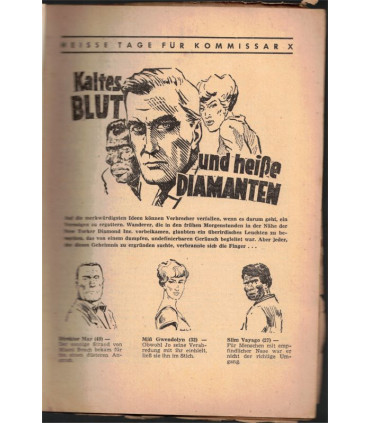 Kommissar X, Nr 169, Kaltes Blut und heisse Diamanten, Erich Pabel Verlag - doppelseitigen Porträt von Tom Rowland, Heftromane