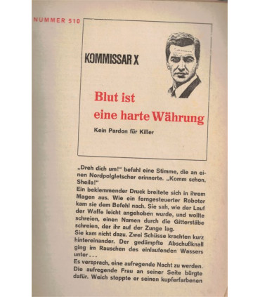 Kommissar X, Nummer 510, Blut ist eine harte Währung, Erich Pabel Verlag - Kriminal Heftromane
