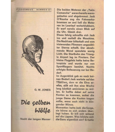 Fledermaus, nr. 401, G.W. Jones, Die gelben Wölfe, Pabel Krimi -  Kriminal Heftromane