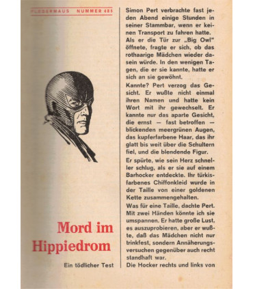 Fledermaus, nr. 485, Mord im Hippiedrom,  Pabel Krimi -  Kriminal Heftromane