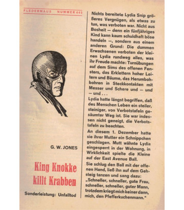 Fledermaus, nr. 445, G.W. Jones, King Knokke killt Krabben,  Pabel Krimi -  Kriminal Heftromane
