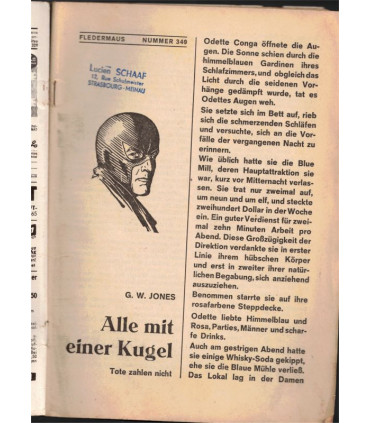 Fledermaus, nr. 349, G.W. Jones, Alle mit einer Kugel,  Pabel Krimi -  Kriminal Heftromane