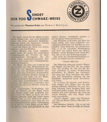 Silber-Krimi, Nr. 754, Der Tod sendet schwarz-weiss, Robert Wallace -  Kriminal Heftromane