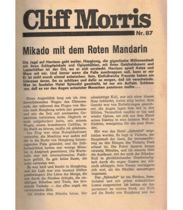 Cliff Morris, Nr. 87, Mikado mit dem roten Mandarin, 1966 -  Kriminal Heftromane