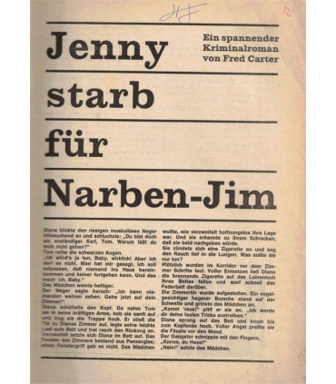 Bastei Kriminal-Roman, Band 840, Jenny starb für Narben-Jim, 1968 -  Kriminal Heftromane