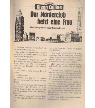 Glenn Collins, Band 135, Der Mörderclub hetzt eine Frau, Marken, 1969 -  Kriminal Heftromane