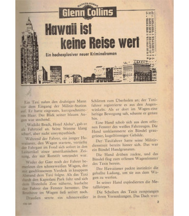 Glenn Collins, Band 127, Hawaii ist keine Reise wert, Marken, 1968 -  Kriminal Heftromane