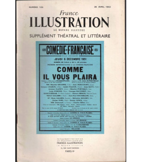 Comme il vous plaira, William Shakespeare, acteurs Jean Davy, Jacques Charron - France Illustration N°107 1952
