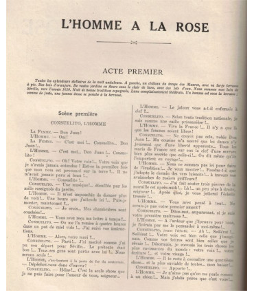 L'homme à la rose, Henry Bataille, acteurs André Brulé, Monna-Delza - La Petite Illustration Théâtrale 35 1921