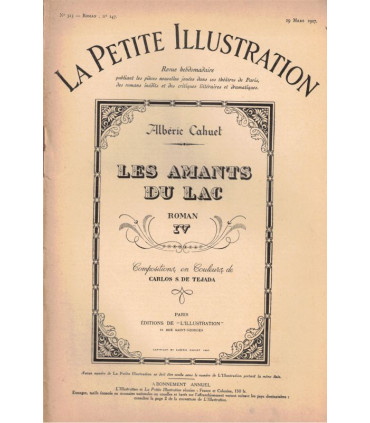 Les amants du lac, T3 et T4, Albéric Cahuet - Le Lac Lamartine, musique Niedermeyer,  La Petite Illustration 146 et 147 1927