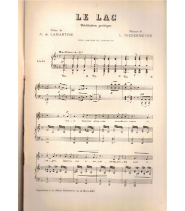 Les amants du lac, T3 et T4, Albéric Cahuet - Le Lac Lamartine, musique Niedermeyer,  La Petite Illustration 146 et 147 1927