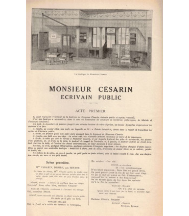 Monsieur Césarin écrivain public, Miguel Zamacoïs - La Petite Illustration Théâtrale N°41 1919