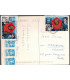 Russie, Moscou, gare Kazan, carte postale - timbres soviétiques U.R.S.S. noyta CCCP Cosmonautes 1985 15K - transports 1982 5K