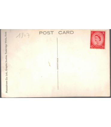 Angleterre, Henley-in-Arden, High Street, et timbre Elizabeth II effigie Wilding- cartes postales Grande Bretagne, automobiles