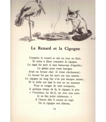 Fables de La Fontaine, illustrées par André Pec, 1952 -, beau livre d'images, contes, littérature XVIIe s.,