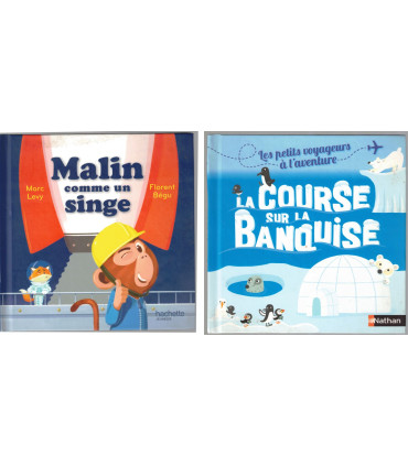 Malin comme un singe, Marc Lévy, et La Course sur la banquise, Agnès de Lestrade - livre d'images premier âge,