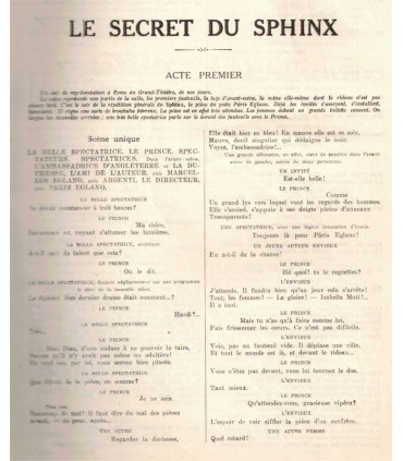 Le secret du Sphinx, Maurice Rostand, acteurs Ida Rubinstein, Yonnel - La Petite Illustration Théâtre n°119 1924