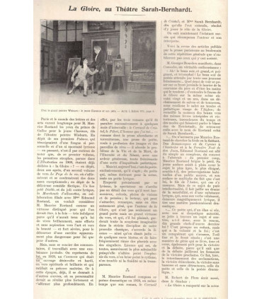 La gloire, Maurice Rostand, acteurs Sarah Bernhardt, Jacques Grétillat - La Petite Illustration Théâtre n°54 1921