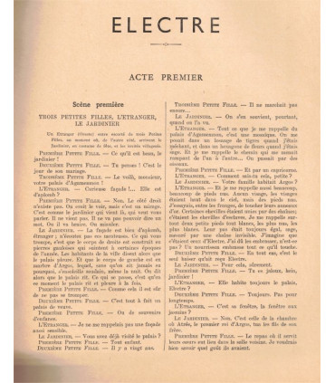 Electre, Jean Giraudoux, acteurs Louis Jouvet, Gabrielle Dorziat, Romain Bouquet  - La Petite Illustration Théâtre N°417 1937