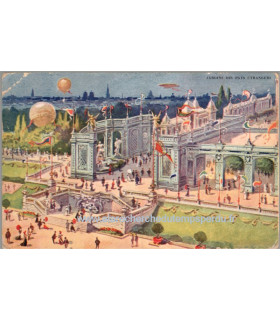 Exposition universelle de Bruxelles 1910, jardins des pays étrangers - flamme Bruxelles Expositions 1910, carte postale Belgique